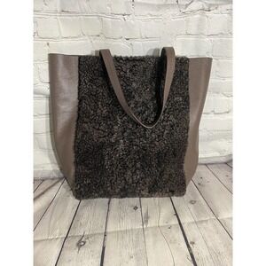 Banana republic large brown genuine leather and fur purse / tote